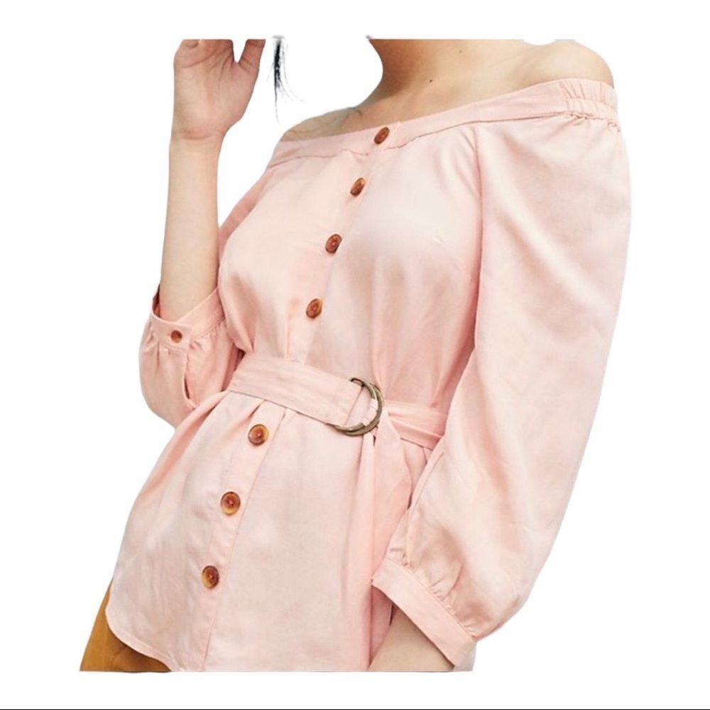 Anthropologie Maeve Peach Off The Shoulder Blouse, Size 10‎